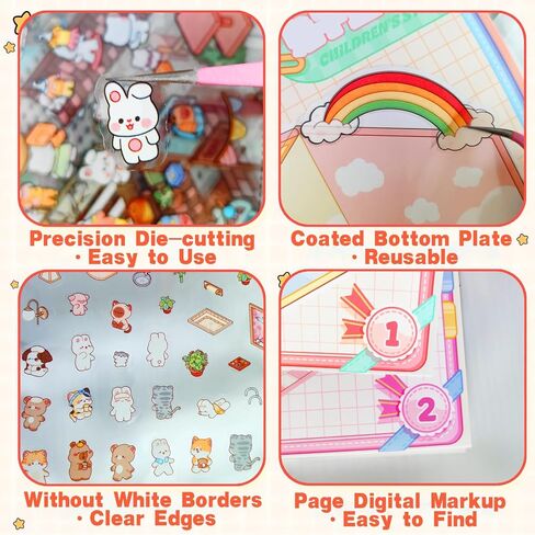 مشاهد DIY ثلاثية الأبعاد ملصقات 20 مجموعة من الملصقات للفتيات تصنع ملصقات مشهد منزل ميني للمتاجر الخاصة بك للأطفال اللطيف اللطيف للملصقات الكرتونية للحيوانات لضغوط الإغاثة البالغة تمر الوقت (مجموعات معبأة) in Kuwait