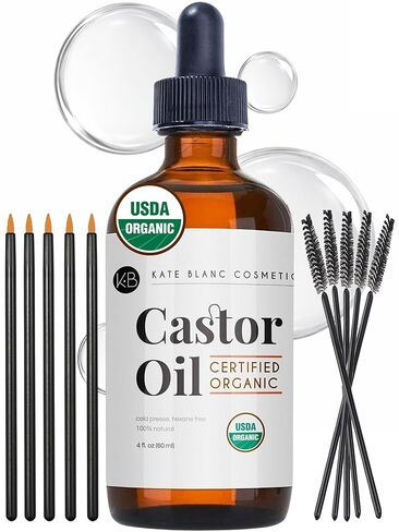 Kate Blanc Cosmetics Oil Castor Oil Oil Organic للشعر والرموش والوجه (2 أوقية) ، 100 ٪ نقي ، مضغوط بارد ، خالية من الهكسان. مصل الرموش للعموم والحواجب in Kuwait