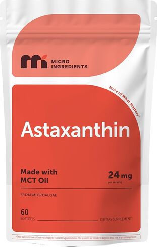 Astaxanthin 24mg ، 60 Softgels ، شهرين العرض | Max Strength Astaxanthin مكملات مضادات الأكسدة | المصدر الدقيق الطازج | يدعم العين ، المفصل ، الدورة الدموية الداخلية ، صحة الجلد in Saudi Arabia