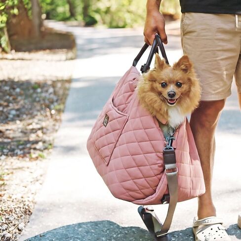 4 Cats & Dogs Mew Mew Travel Pet Bed – Soft Carrier for Small Dogs & Cats, Water-Resistant Quilted Shell, Adjustable Belts, Anti-Slip Bottom, Portable Pet Bed & Travel Bag - Rose in Saudi Arabia