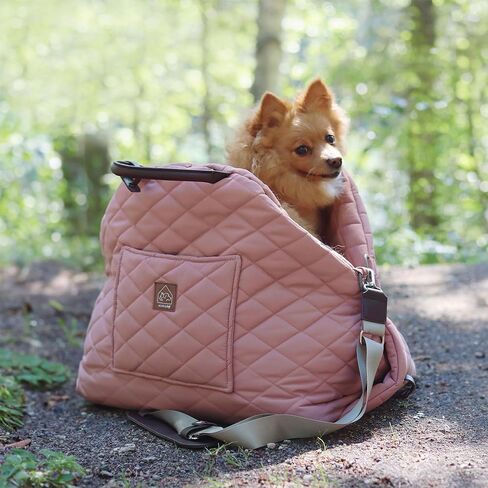 4 Cats & Dogs Mew Mew Travel Pet Bed – Soft Carrier for Small Dogs & Cats, Water-Resistant Quilted Shell, Adjustable Belts, Anti-Slip Bottom, Portable Pet Bed & Travel Bag - Rose in Saudi Arabia