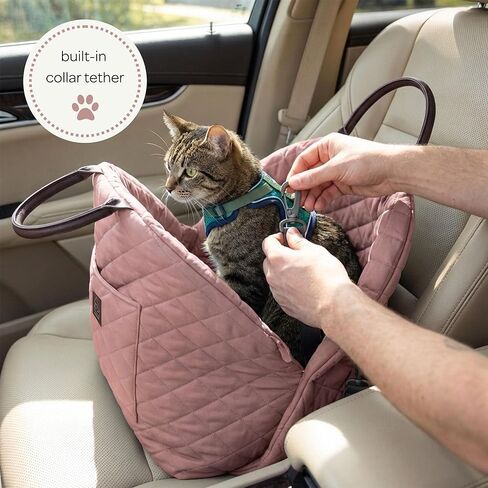 4 Cats & Dogs Mew Mew Travel Pet Bed – Soft Carrier for Small Dogs & Cats, Water-Resistant Quilted Shell, Adjustable Belts, Anti-Slip Bottom, Portable Pet Bed & Travel Bag - Rose in Saudi Arabia