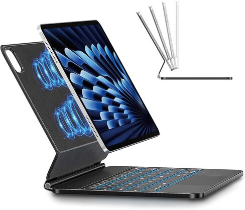 حافظة iPad Air 11 بوصة مع لوحة مفاتيح - حامل عائم مغناطيسي، مفاتيح بإضاءة خلفية ولوحة تتبع للإيماءات، متوافقة مع iPad Air 11 بوصة (M3 2025/M2 2024) و10.9 بوصة (الجيل الرابع/الخامس)، iPad Pro 11 بوصة (الجيل الأول إلى الرابع) - A2 in Kuwait