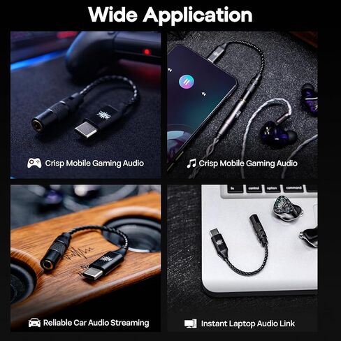 كابل محول Kiwi Ears AD1 Type-C إلى 3.5 مم DAC: صوت 32 بت/384 كيلو هرتز مع شريحة KT02H20، مخرج CTIA 3.5 مم للهواتف الذكية iOS/Android/Windows والأجهزة اللوحية وأجهزة الكمبيوتر المحمولة in Kuwait