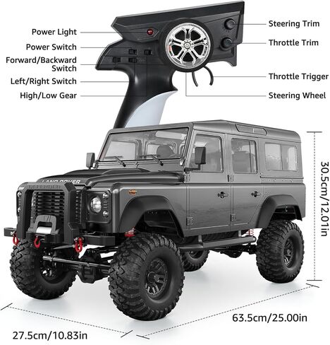 Double E 1/8 Land Rover Defender D110 RC Crawler Truck ، 4x4 Offroad هواية مع 550 محرك ، للبالغين E101 in Kuwait