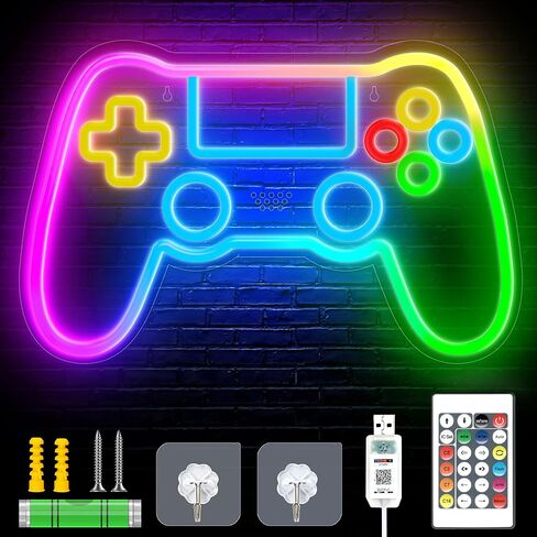 لافتات نيون لديكور الحائط مع أكثر من 200 مصباح RGB، وملحقات ألعاب التحكم عن بعد والتحكم في التطبيقات لديكور الغرفة، وعلامة إضاءة لوحة الألعاب لجدار غرفة النوم in Kuwait
