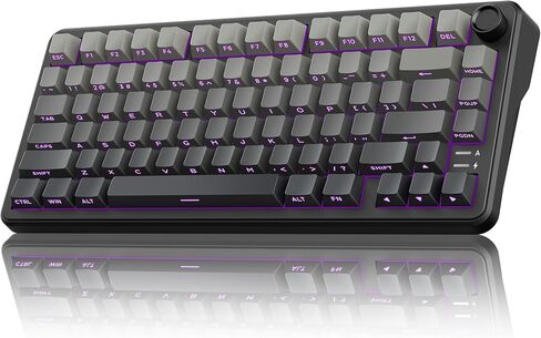 لوحة مفاتيح ميكانيكية لاسلكية RedThunder K75، مقبض CNC، ثلاثي الوضع BT5.0/2.4 جيجا هرتز/USB-C قابل للتبديل السريع، مفاتيح جوز الهند الخطية مسبقة التشحيم، هيكل الحشية، لوحة مفاتيح ألعاب RGB، أسود-ذهبي in Kuwait