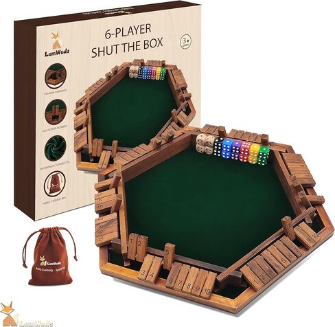 أغلق لعبة Box Game Wooden Board لـ 1-6 لاعبين مع 16 Dice و Dice Game للبالغين والأطفال في المنزل أو الفصل الدراسي أو الحفلات in Saudi Arabia
