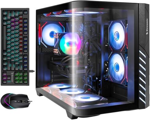 كمبيوتر مكتبي للألعاب تبريد سائل، i7-12700KF 12-Core يصل إلى 4.9 جيجا هرتز، رسومات Radeon RX 6900 XT، ذاكرة الوصول العشوائي DDR4 سعة 32 جيجابايت مع إضاءة RGB، 1 تيرابايت NVMe SSD، 800 وات PSU، Windows 11 Pro، كمبيوتر مكتبي متطور in Saudi Arabia