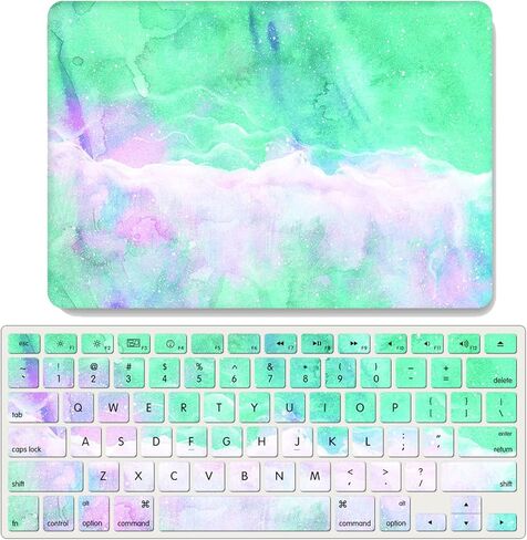 حافظة IVY Rainbow Aurora لجهاز MacBook Air M1 / ​​Air 13 Retina أحدث إصدار (2018-2022، الموديلات: A2337 / A2179 / A1932) حافظة صلبة مع مجموعة غطاء لوحة المفاتيح - G in Kuwait