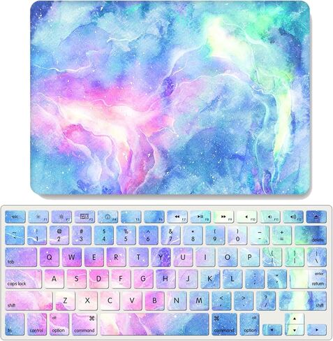 حافظة IVY Rainbow Aurora لجهاز MacBook Air M1 / ​​Air 13 Retina أحدث إصدار (2018-2022، الموديلات: A2337 / A2179 / A1932) حافظة صلبة مع مجموعة غطاء لوحة المفاتيح - G in Kuwait