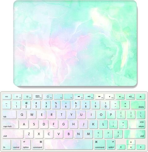 حافظة IVY Rainbow Aurora لجهاز MacBook Air M1 / ​​Air 13 Retina أحدث إصدار (2018-2022، الموديلات: A2337 / A2179 / A1932) حافظة صلبة مع مجموعة غطاء لوحة المفاتيح - G in Kuwait