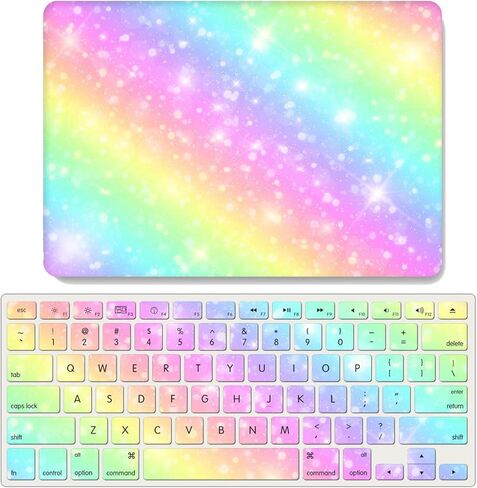 حافظة IVY Rainbow Aurora لجهاز MacBook Air M1 / ​​Air 13 Retina أحدث إصدار (2018-2022، الموديلات: A2337 / A2179 / A1932) حافظة صلبة مع مجموعة غطاء لوحة المفاتيح - G in Kuwait