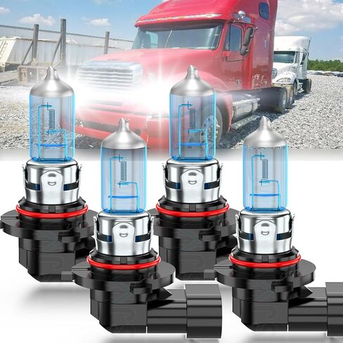 Compatible for Freightliner M2 100 106 112 Halogen Headlight Bulbs 2002-2017, 9005 High Beam 9006 Low Beam Bulbs, 300% Brighter Super White Error Free CANbus Ready, Pack of 4 in Kuwait