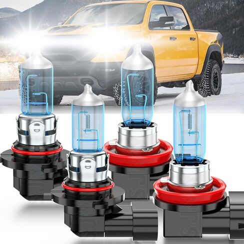 Compatible for Freightliner M2 100 106 112 Halogen Headlight Bulbs 2002-2017, 9005 High Beam 9006 Low Beam Bulbs, 300% Brighter Super White Error Free CANbus Ready, Pack of 4 in Kuwait