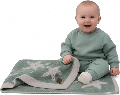 Baby Blanket 30x40 in – Soft, Reversible Acrylic Knit Blanket with Bow – Oeko-TEX Certified – Cloud Smoke Blue in Saudi Arabia