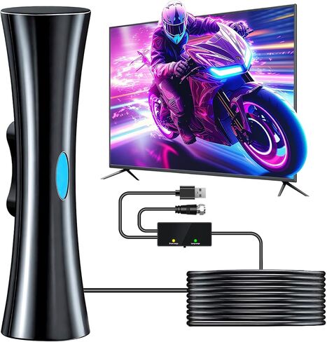 هوائي تلفزيون للتلفزيون الذكي الداخلي للاستقبال طويل المدى، هوائي رقمي للتلفزيونات الذكية الداخلية للقنوات المحلية مع قاعدة مغناطيسية قوية، يدعم 4k 1080p in Kuwait