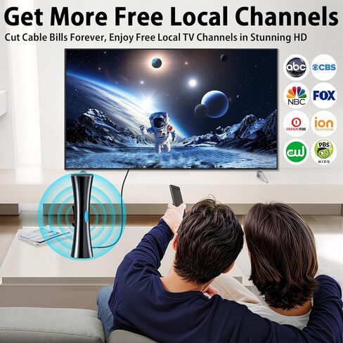 هوائي تلفزيون للتلفزيون الذكي الداخلي للاستقبال طويل المدى، هوائي رقمي للتلفزيونات الذكية الداخلية للقنوات المحلية مع قاعدة مغناطيسية قوية، يدعم 4k 1080p in Kuwait