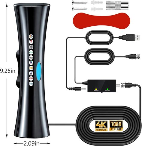 هوائي تلفزيون للتلفزيون الذكي الداخلي للاستقبال طويل المدى، هوائي رقمي للتلفزيونات الذكية الداخلية للقنوات المحلية مع قاعدة مغناطيسية قوية، يدعم 4k 1080p in Kuwait