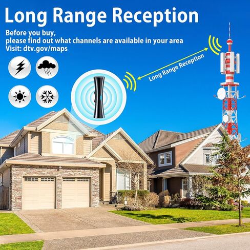 هوائي تلفزيون للتلفزيون الذكي الداخلي للاستقبال طويل المدى، هوائي رقمي للتلفزيونات الذكية الداخلية للقنوات المحلية مع قاعدة مغناطيسية قوية، يدعم 4k 1080p in Kuwait