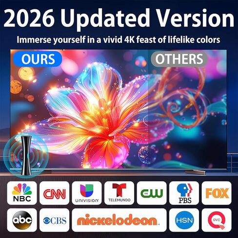 هوائي تلفزيون للتلفزيون الذكي الداخلي للاستقبال طويل المدى، هوائي رقمي للتلفزيونات الذكية الداخلية للقنوات المحلية مع قاعدة مغناطيسية قوية، يدعم 4k 1080p in Kuwait