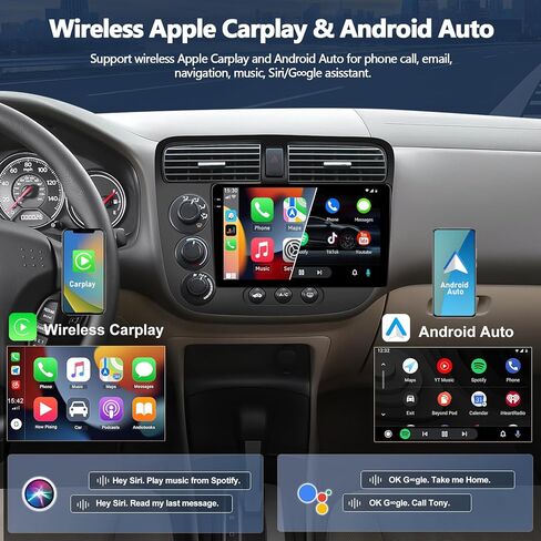2G+32G Car Stereo for Honda Civic Radio 2001 2002 2003 2004 2005 with Wireless CarPlay Android Auto MirrorLink Android 13 Radio 9" Touch Screen Head Unit with GPS Navigation Bluetooth FM Backup Camera in Saudi Arabia