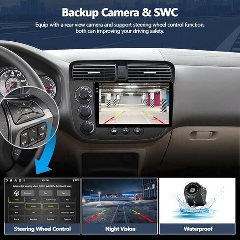 2G+32G Car Stereo for Honda Civic Radio 2001 2002 2003 2004 2005 with Wireless CarPlay Android Auto MirrorLink Android 13 Radio 9" Touch Screen Head Unit with GPS Navigation Bluetooth FM Backup Camera in Saudi Arabia