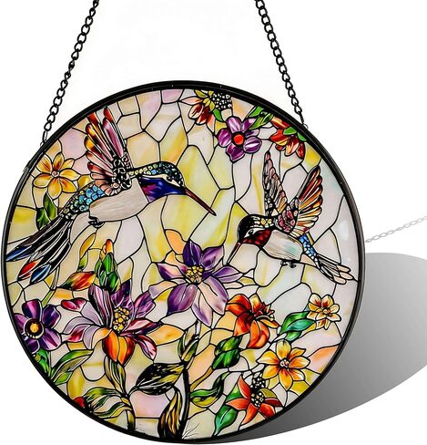 Sun Catcher Stain Glass,Hummingbird Suncatcher Stained Glass Decor for Window Hanging, Gardening Gifts for Women with 6.3 Inch in Saudi Arabia
