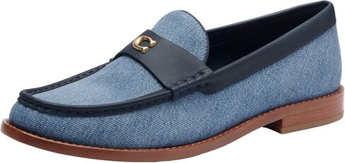 Coach Women's Jolene Leather Loafer, Black/Optic White, 9.5 in Saudi Arabia