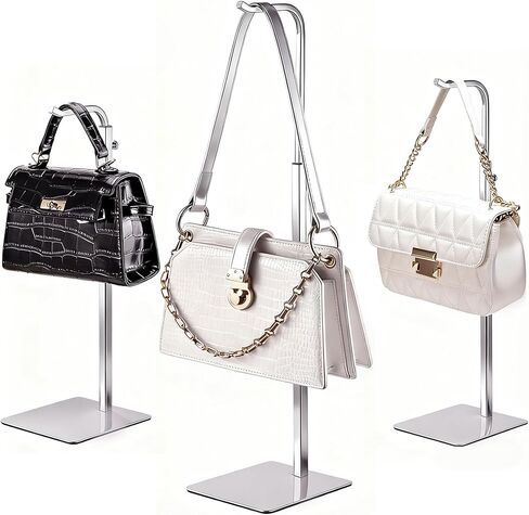 3 pcs Purse Holder Handbag Display Stand: Silver Hanger Rack for Bags, Purses, and Wreath, Adjustable Hook Stand for Tabletop, Closet, and Retail Use for Vendors in Saudi Arabia