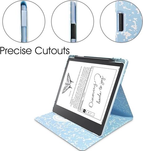 حافظة E NET-CASE لجهاز Kindle Scribe 10.2 بوصة إصدار 2024 و2022، غطاء حامل دوار قابل للتعديل بزاوية 360 درجة لجهاز Kindle Scribe 10.2 بوصة، نوم/تنبيه تلقائي مع حامل قلم، (ذهبي وردي) in Kuwait