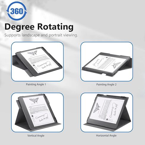 حافظة E NET-CASE لجهاز Kindle Scribe 10.2 بوصة إصدار 2024 و2022، غطاء حامل دوار قابل للتعديل بزاوية 360 درجة لجهاز Kindle Scribe 10.2 بوصة، نوم/تنبيه تلقائي مع حامل قلم، (ذهبي وردي) in Kuwait
