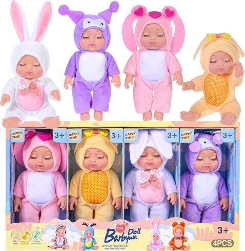 6 حزمة 5 بوصات دمى Baby-PVC مصغرة مع ملابس حيوانية لطيفة ، ألعاب آمنة للأطفال ، تخفيف إجهاد العرض القابل للتحصيل in Saudi Arabia