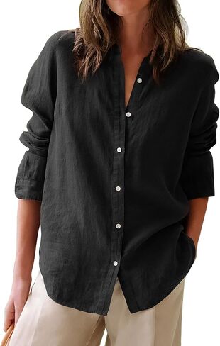 siliteelon Button Down Shirts for Women Oxford Shirt Cotton Dress Shirts Collared Long Sleeve Wrinkle Free Blouse Tops in Saudi Arabia