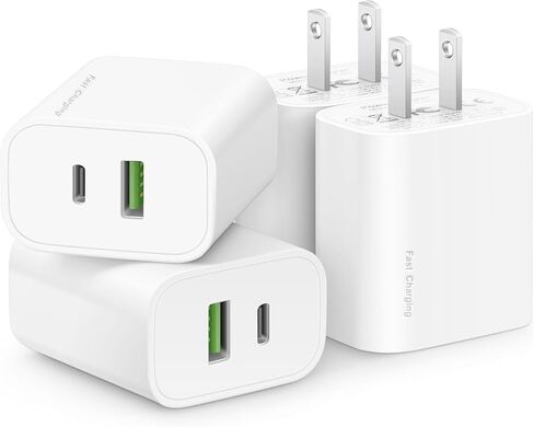 3 Pack USB C Charger Block,20W USB-C & USB-A Port Charger，for i Phone 17/16/15/14/13/12/11/X/8, i Pad and More in Saudi Arabia