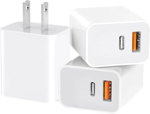 3 Pack USB C Charger Block,20W USB-C & USB-A Port Charger，for i Phone 17/16/15/14/13/12/11/X/8, i Pad and More in Saudi Arabia