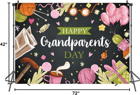 خلفية يوم الأجداد السعيدة للصور المدرسية وحفلات التقاعد وحب الجدة والجد وديكورات حفلات يوم الجد والتجمعات العائلية وديكور الحائط الفوتوغرافي للعطلات (6x4FT) in Kuwait