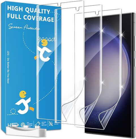 3 عبوات لهاتف Samsung Galaxy S22 Ultra / S23 Ultra واقي شاشة [ليس زجاجيًا]، متوافق مع بصمات الأصابع بالموجات فوق الصوتية، منحني ثلاثي الأبعاد مضاد للخدش، تركيب خالٍ من الفقاعات in Kuwait