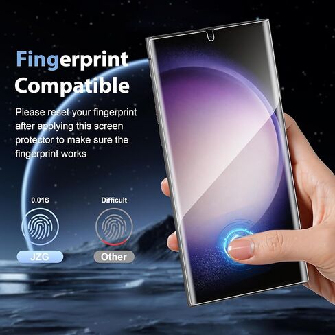 3 عبوات لهاتف Samsung Galaxy S22 Ultra / S23 Ultra واقي شاشة [ليس زجاجيًا]، متوافق مع بصمات الأصابع بالموجات فوق الصوتية، منحني ثلاثي الأبعاد مضاد للخدش، تركيب خالٍ من الفقاعات in Kuwait
