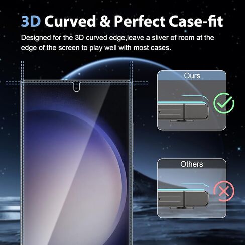 3 عبوات لهاتف Samsung Galaxy S22 Ultra / S23 Ultra واقي شاشة [ليس زجاجيًا]، متوافق مع بصمات الأصابع بالموجات فوق الصوتية، منحني ثلاثي الأبعاد مضاد للخدش، تركيب خالٍ من الفقاعات in Kuwait