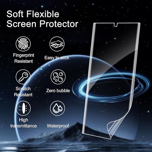 3 عبوات لهاتف Samsung Galaxy S22 Ultra / S23 Ultra واقي شاشة [ليس زجاجيًا]، متوافق مع بصمات الأصابع بالموجات فوق الصوتية، منحني ثلاثي الأبعاد مضاد للخدش، تركيب خالٍ من الفقاعات in Kuwait