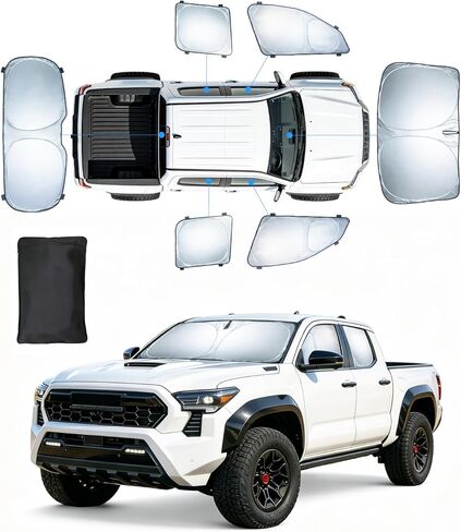 5 قطع مظلات شمسية لسيارة GMC Sierra 1500 2500 3500 مظلة للزجاج الأمامي، ظلال نافذة كاملة مكونة من طبقتين لسيارة Sierra 2019-2025 2026 أغطية نافذة أمامية وخلفية جانبية وواقي من الشمس واكسسوارات السيارة للخصوصية in Kuwait