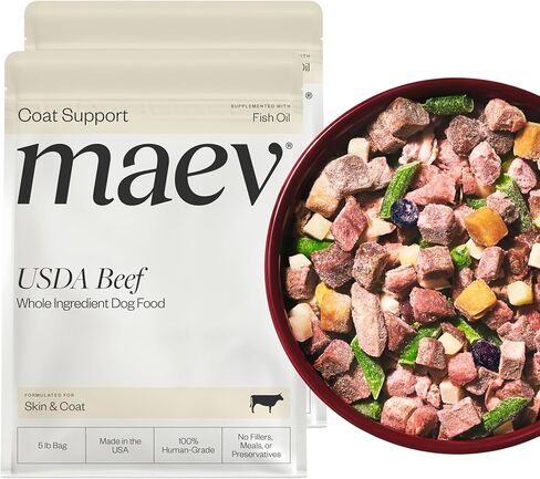 Maev Human-Grade Beef Dog Food, Skin & Coat Formula, Whole Ingredient, Gluten-Free, High Protein Puppy & Dog Food, 5 lb in Kuwait