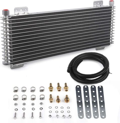40k Transmission Oil Cooler LPD47391, Compatible with Heavy Duty 40,000 GVW Max Low Pressure Drop Trans Cooler with Mounting Hardware (Silver) in Saudi Arabia