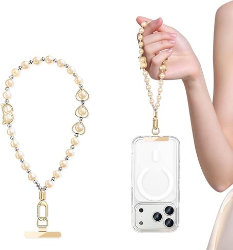 Beaded Phone Charm - Detachable Anti Theft Wrist Strap for Women - Phone Chain Wristlet - Fits iPhone Samsung Pixel in Saudi Arabia
