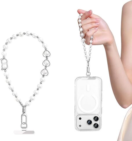 Beaded Phone Charm - Detachable Anti Theft Wrist Strap for Women - Phone Chain Wristlet - Fits iPhone Samsung Pixel in Saudi Arabia