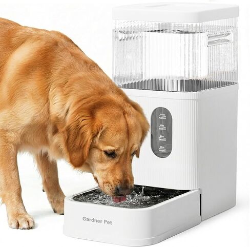 موزع وعاء مياه أوتوماتيكي للكلاب سعة 2.2 جالون من Gardner Pet، وعاء مياه الجاذبية 8.5 لتر مع وعاء من الفولاذ المقاوم للصدأ وفلتر حجر مايفان، خالٍ من مادة BPA للقطط والكلاب (أسود، 2.2 جالون) in Kuwait
