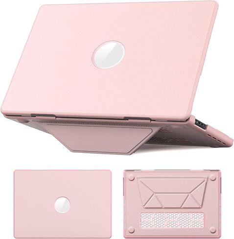 متوافق مع حافظة MacBook Pro 16 بوصة 2024 2023 2022 2021 M4 M3 M2 M1 A3403 A3186 A2991 A2780 A2485 Pro Max Chip Case، غطاء صلب للكمبيوتر المحمول من جلد البولي يوريثان مع غطاء صلب للكمبيوتر الشخصي وحامل (أسود) in Kuwait