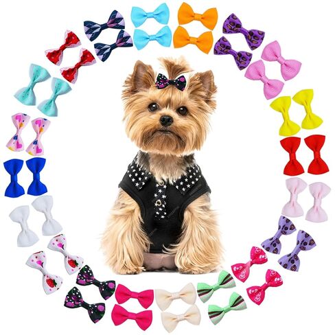 40PCS Dog Hair Bows with Clips 1.5Inch Girl Small Dog Apparel Accessories for Pet Puppy Cat Kitten Rabbit Hair Bows Clips in Saudi Arabia
