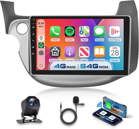 [8 CORE 6G+128G] راديو سيارة Honda Fit 2008-2013 مع Carplay لاسلكي/Android Auto، 10.1 بوصة Android 13 IPS شاشة تعمل باللمس ستيريو سيارة، بلوتوث، GPS Navi، WiFi، SWC، DSP + كاميرا احتياطية in Kuwait